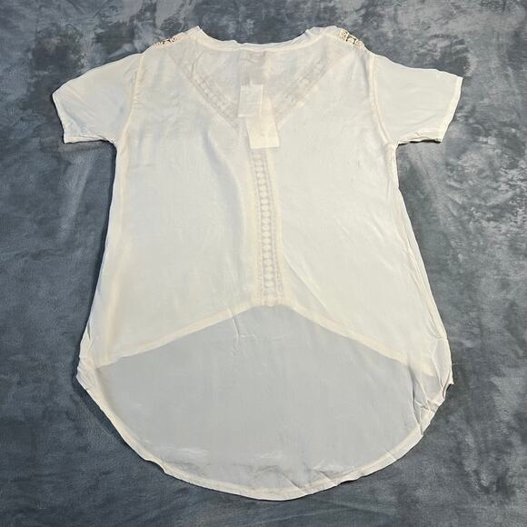 Kosmika Crewneck Crochet Trim Blouse Size Small NEW Semi Sheer Boho Cottagecore - Picture 2 of 12